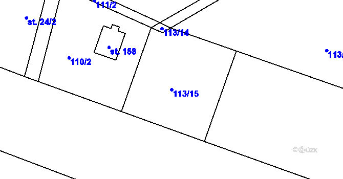 Parcela st. 113/15 v KÚ Jinolice, Katastrální mapa