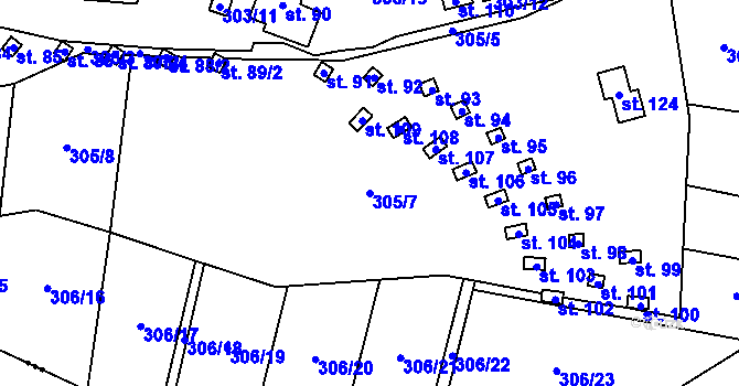 Parcela st. 305/7 v KÚ Jinolice, Katastrální mapa