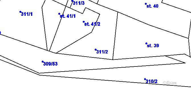 Parcela st. 311/2 v KÚ Jinolice, Katastrální mapa