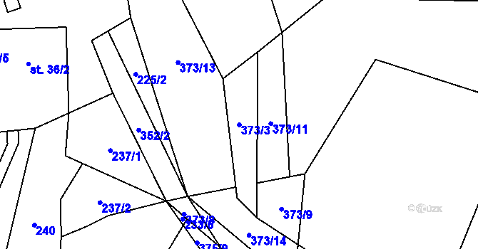 Parcela st. 373/3 v KÚ Jinolice, Katastrální mapa
