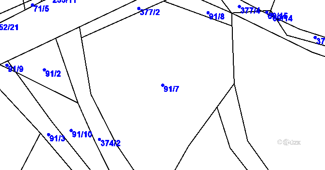 Parcela st. 91/7 v KÚ Jinolice, Katastrální mapa