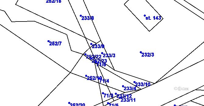 Parcela st. 233/3 v KÚ Jinolice, Katastrální mapa
