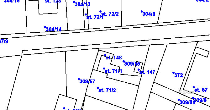 Parcela st. 148 v KÚ Jinolice, Katastrální mapa
