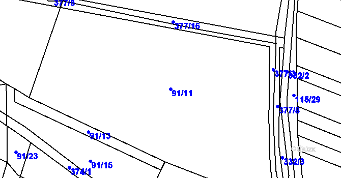 Parcela st. 91/11 v KÚ Jinolice, Katastrální mapa