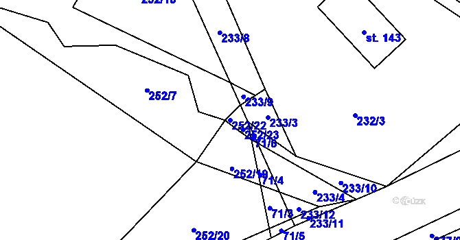 Parcela st. 252/22 v KÚ Jinolice, Katastrální mapa