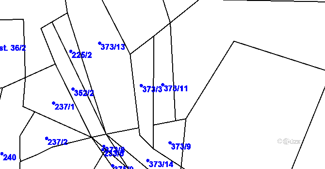 Parcela st. 373/11 v KÚ Jinolice, Katastrální mapa