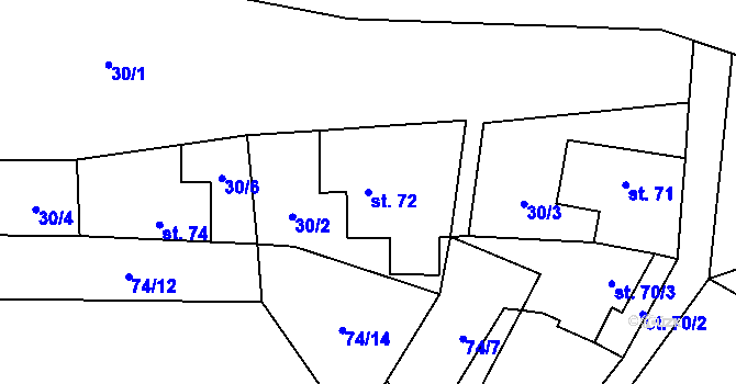 Parcela st. 72 v KÚ Kbelnice u Jičína, Katastrální mapa