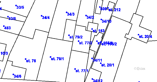 Parcela st. 77/2 v KÚ Kbelnice u Jičína, Katastrální mapa