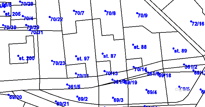 Parcela st. 87 v KÚ Kbelnice u Jičína, Katastrální mapa