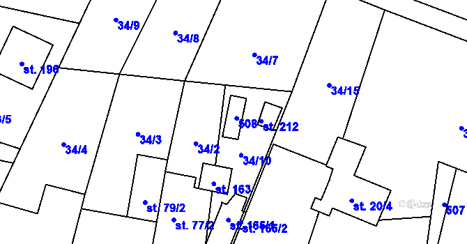 Parcela st. 164 v KÚ Kbelnice u Jičína, Katastrální mapa