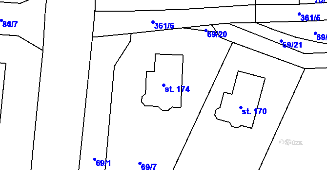 Parcela st. 174 v KÚ Kbelnice u Jičína, Katastrální mapa