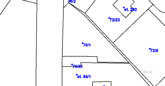 Parcela st. 70/1 v KÚ Kbelnice u Jičína, Katastrální mapa