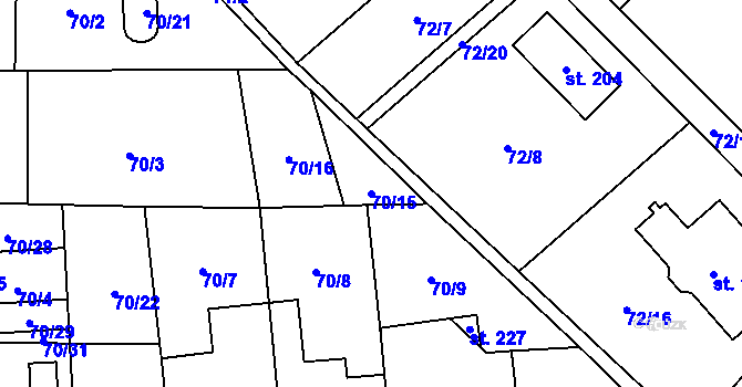 Parcela st. 70/15 v KÚ Kbelnice u Jičína, Katastrální mapa
