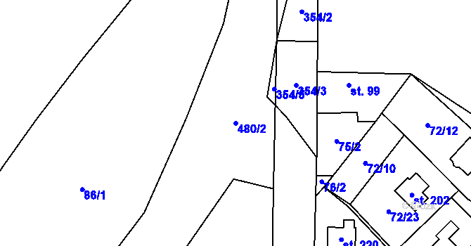 Parcela st. 480/2 v KÚ Kbelnice u Jičína, Katastrální mapa