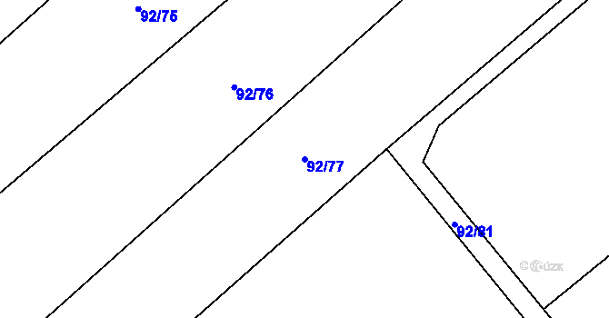 Parcela st. 92/77 v KÚ Kbelnice u Jičína, Katastrální mapa