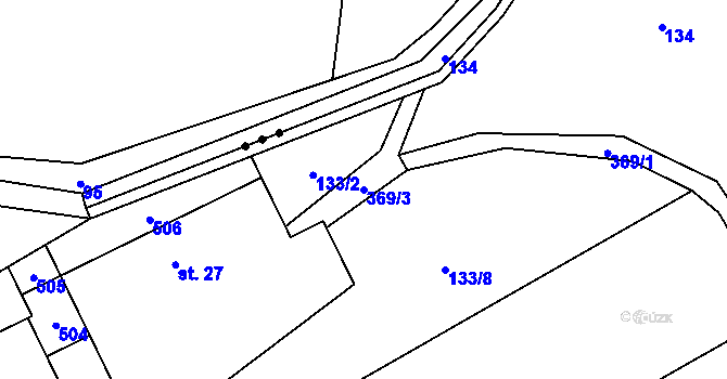 Parcela st. 369/3 v KÚ Kbelnice u Jičína, Katastrální mapa