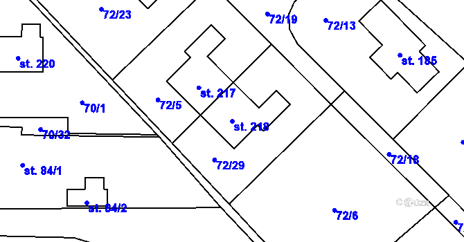 Parcela st. 218 v KÚ Kbelnice u Jičína, Katastrální mapa