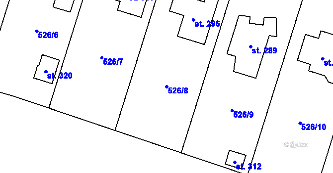 Parcela st. 526/8 v KÚ Podvihov, Katastrální mapa