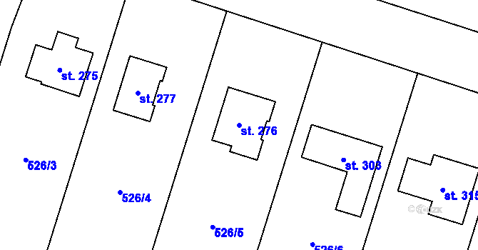 Parcela st. 276 v KÚ Podvihov, Katastrální mapa