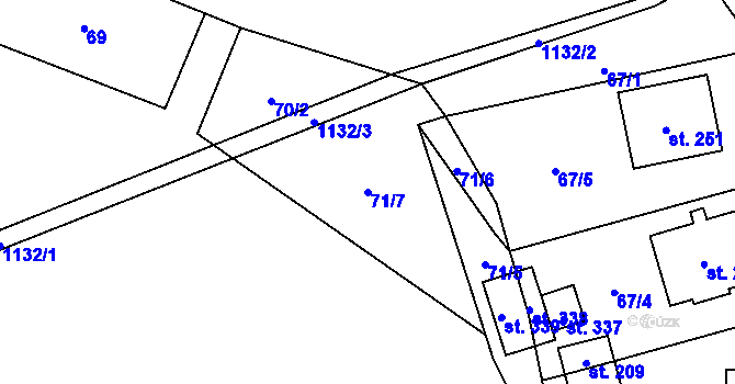Parcela st. 71/7 v KÚ Podvihov, Katastrální mapa