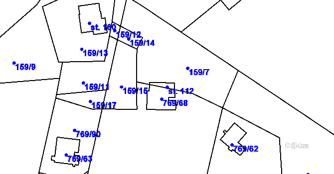 Parcela st. 112 v KÚ Podvihov, Katastrální mapa