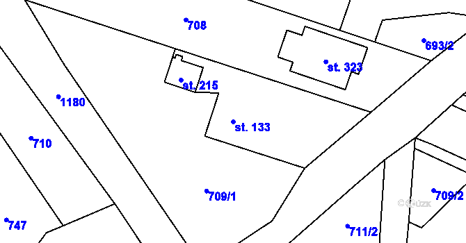 Parcela st. 133 v KÚ Podvihov, Katastrální mapa