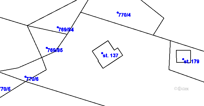 Parcela st. 137 v KÚ Podvihov, Katastrální mapa