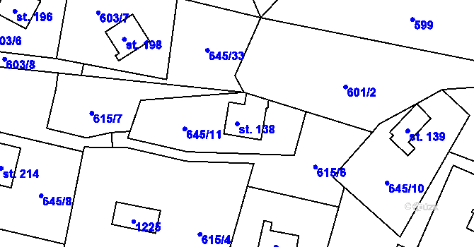 Parcela st. 138 v KÚ Podvihov, Katastrální mapa