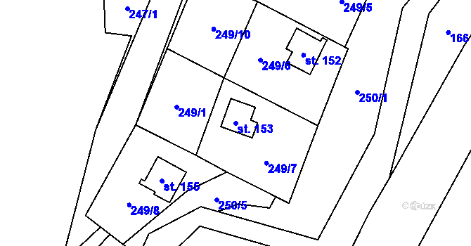 Parcela st. 153 v KÚ Podvihov, Katastrální mapa