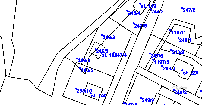Parcela st. 188 v KÚ Podvihov, Katastrální mapa