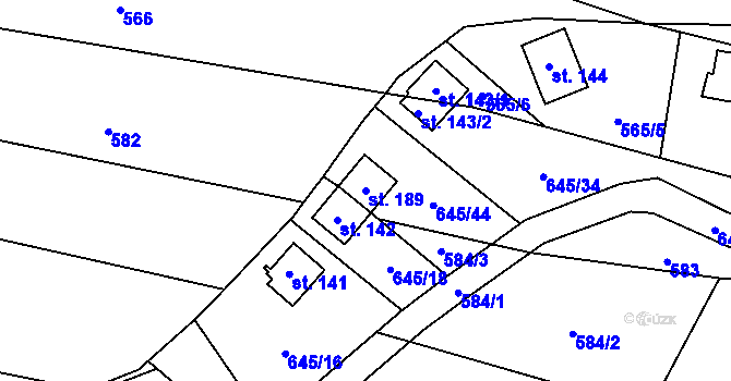 Parcela st. 189 v KÚ Podvihov, Katastrální mapa