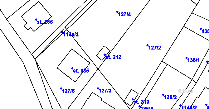 Parcela st. 212 v KÚ Podvihov, Katastrální mapa