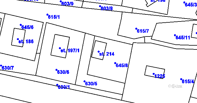 Parcela st. 214 v KÚ Podvihov, Katastrální mapa