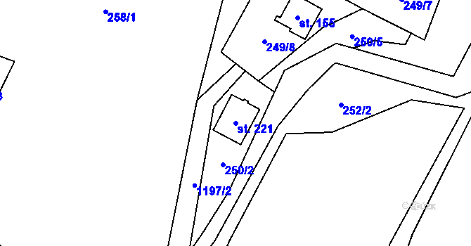 Parcela st. 221 v KÚ Podvihov, Katastrální mapa