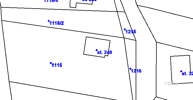 Parcela st. 249 v KÚ Podvihov, Katastrální mapa