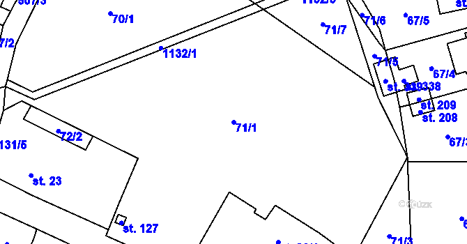 Parcela st. 71/1 v KÚ Podvihov, Katastrální mapa