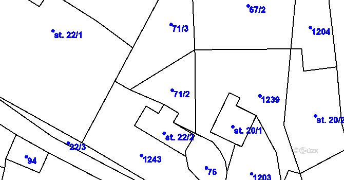Parcela st. 71/2 v KÚ Podvihov, Katastrální mapa