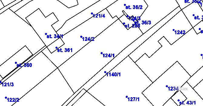 Parcela st. 124/1 v KÚ Podvihov, Katastrální mapa