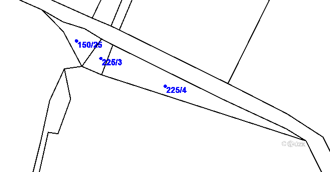 Parcela st. 225/4 v KÚ Podvihov, Katastrální mapa