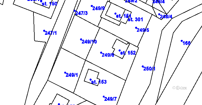 Parcela st. 249/6 v KÚ Podvihov, Katastrální mapa