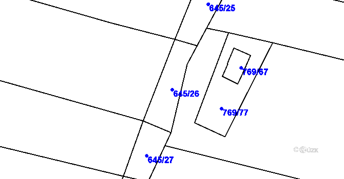 Parcela st. 645/26 v KÚ Podvihov, Katastrální mapa