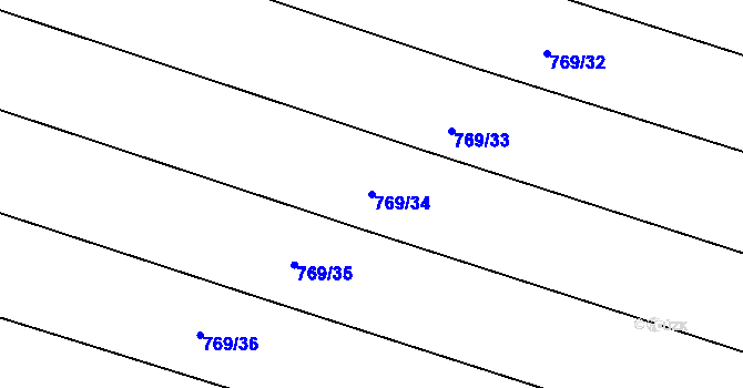 Parcela st. 769/34 v KÚ Podvihov, Katastrální mapa