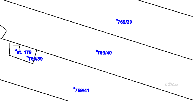Parcela st. 769/40 v KÚ Podvihov, Katastrální mapa