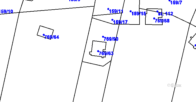 Parcela st. 769/63 v KÚ Podvihov, Katastrální mapa