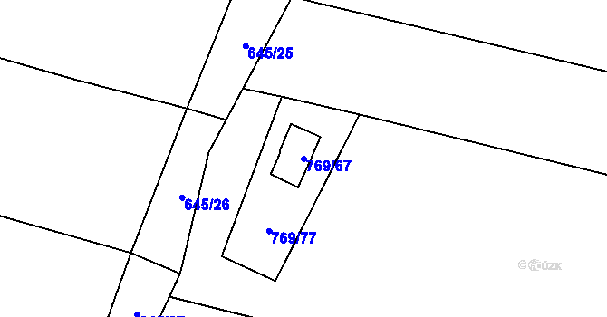 Parcela st. 769/67 v KÚ Podvihov, Katastrální mapa
