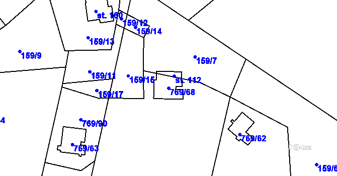 Parcela st. 769/68 v KÚ Podvihov, Katastrální mapa