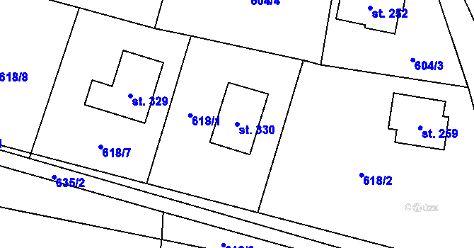 Parcela st. 330 v KÚ Podvihov, Katastrální mapa