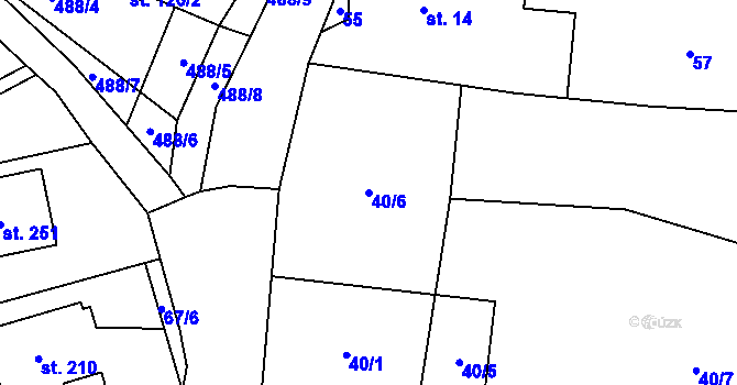 Parcela st. 40/6 v KÚ Podvihov, Katastrální mapa