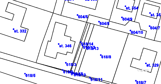 Parcela st. 618/14 v KÚ Podvihov, Katastrální mapa