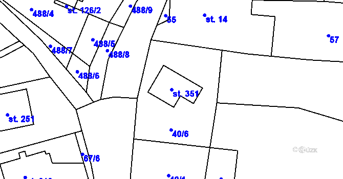 Parcela st. 351 v KÚ Podvihov, Katastrální mapa